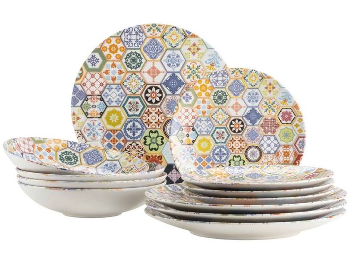 MÄSER Tafelservice AMARANTE, Geschirr-Set, Keramik (12-tlg), 4 Personen, Keramik, Teller Set