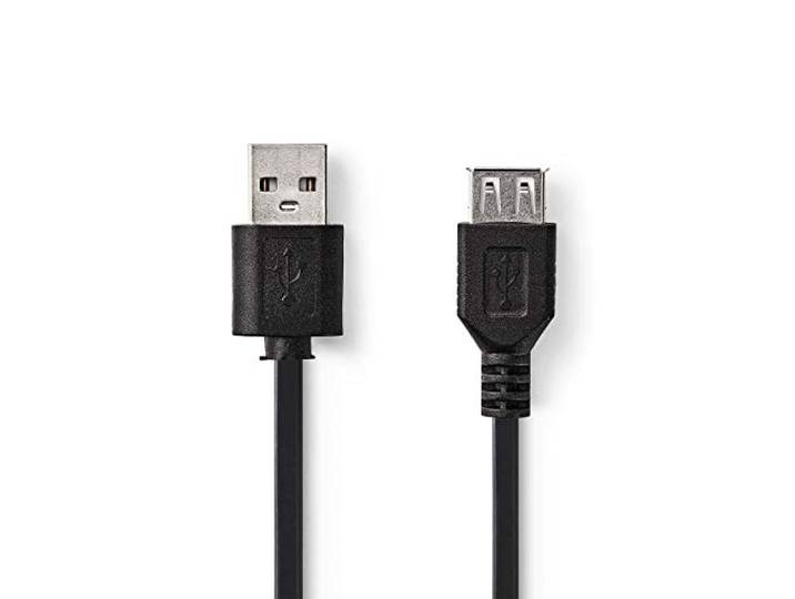 USB naar USB verlengkabel - USB2.0 - tot 0,5A / zwart - 3 meter