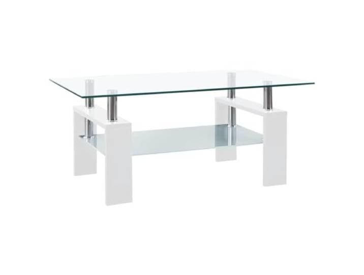 Makastle Wohnzimmertisch Couchtisch Weiß Transparent 95x55x40 cm Hartglas