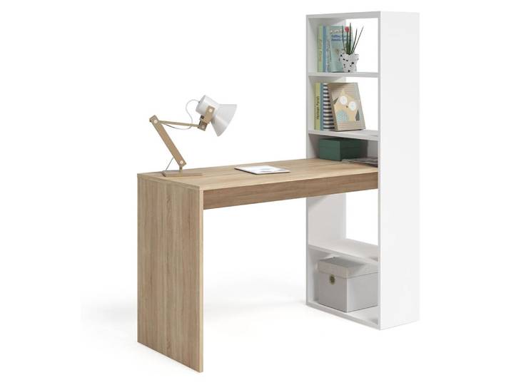 CALICOSY - Bureau réversible avec étagère de rangement - L120 cm