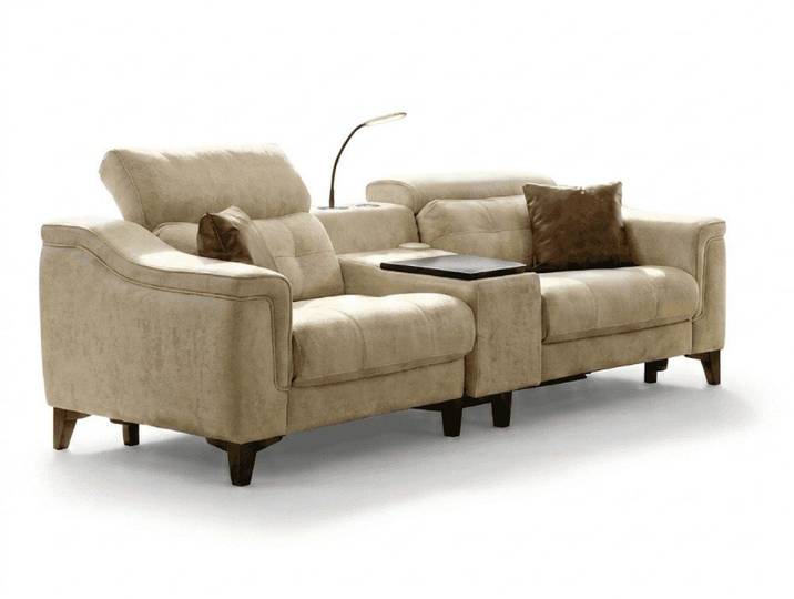 JVmoebel Sofa Luxuriöser Beiger 2-Sitzer Polstercouch Integrierter Edler Tisch, 3 Teile, Made in Europa