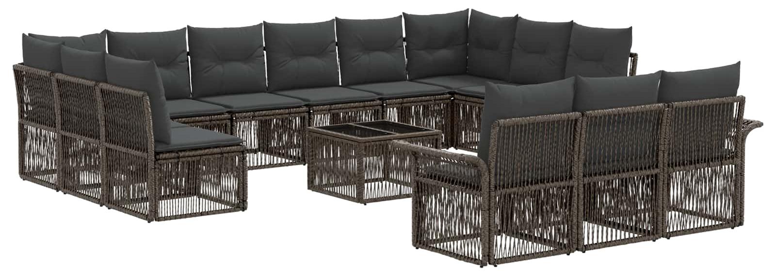 Gartensofa-set 14 pcs Grau Poly-Rattan