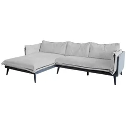 KAWOLA Sofa QUENYA Ecksofa Cord hellgrau / Velvet anthrazit Recamiere links
