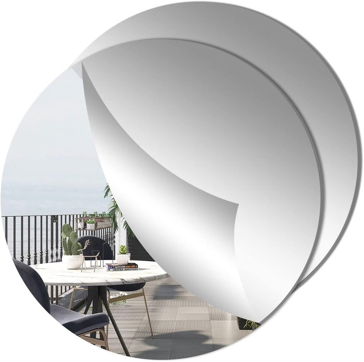 Thijox Set van 2 Zelfklevende Ronde Acryl Spiegels 24 cm - HD Plakspiegels met Kaderloos Design voor Wanddecoratie