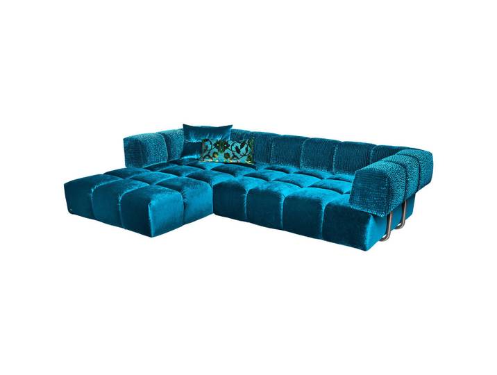 Bretz Ecksofa Edgy, Blau, Kunststoff, Ottomane links, L-Form, 310x215 cm, Typenauswahl, Fußauswahl, Stoffauswahl, Wohnzimmer, Sofas & Couches, Wohnlandschaften, Ecksofas
