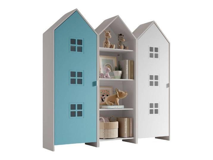 VIPACK - CASAMI BRUGES Ensemble de 3 pièces composé de : Armoire à étagères\, armoire à 1 porte avec façade en bleu et blanc