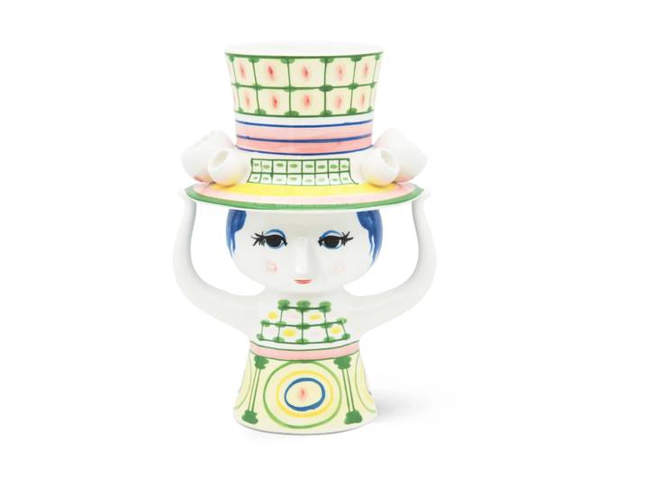 Bjørn Wiinblad Vase Lady with hat H24,5 cm Vert