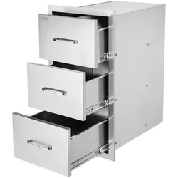 VEVOR Outdoor-Küchenschubladen 16" B x 28,5" H x 20,5" T, Unterputz-Grillschubladen aus Edelstahl mit dreifachem Zugriff und Griff, Grillinselschubladen für Außenküchen oder Terrassen-Grillstationen