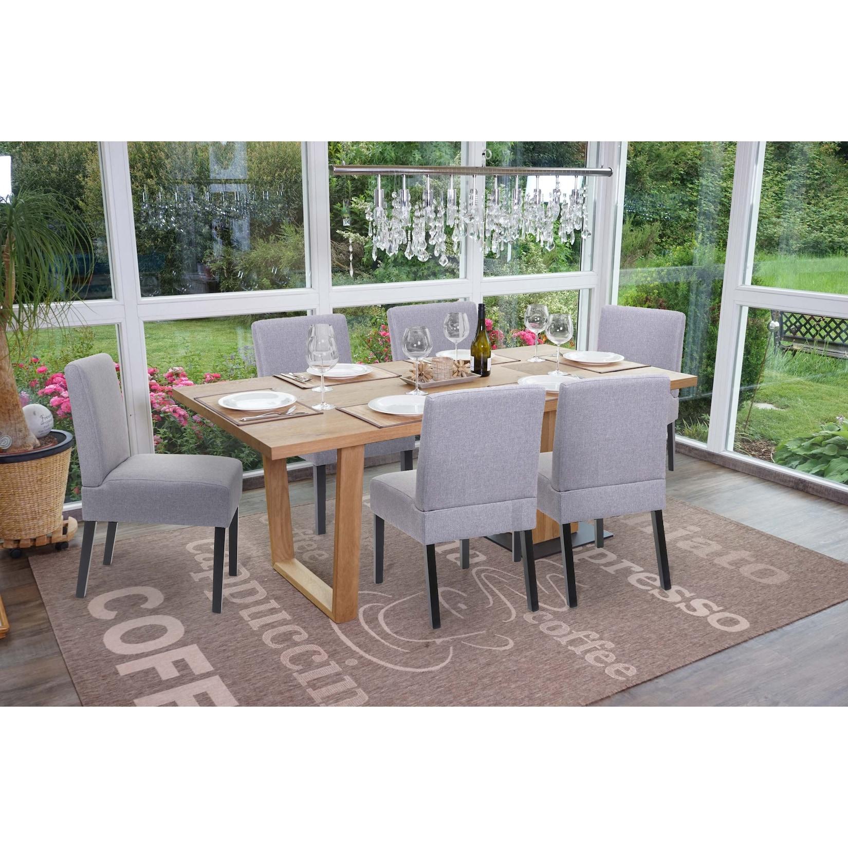 6er-Set Esszimmerstuhl MCW-F61, Stuhl Lounge-Stuhl, Stoff/Textil ~ grau
