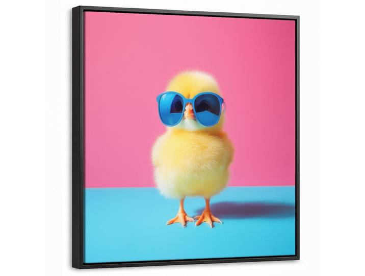 LEINWAND Bilder mit Rahmen - Chick - Sonnenbrille - Blau - 50x50