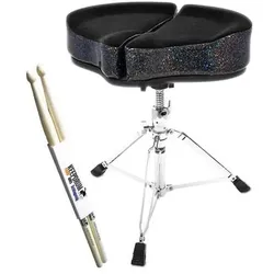ahead SPG-BS-3 Spinal Glide Drum-Hocker Black Sparkle mit Drumsticks, Schlagzeug Zubehör, Schwarz