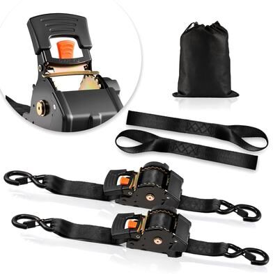 UIMOSO Retractable Ratchet Straps, 2 in x 10 ft, Tie Down Straps with S Hooks, 3033 lbs Break Strength - 2 in x 10 ft