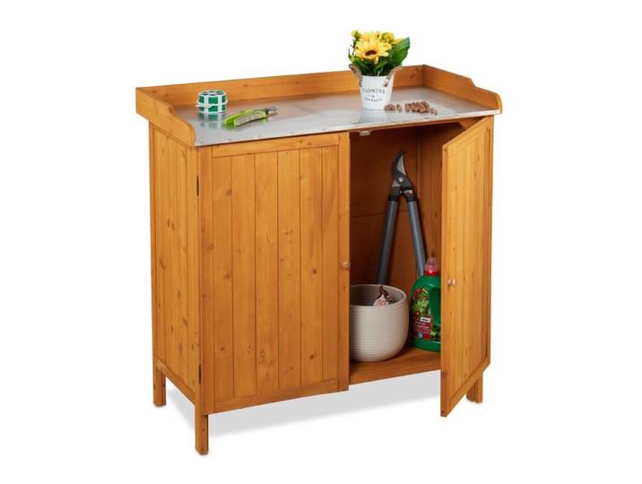 Relaxdays Pflanztisch mit Unterschrank