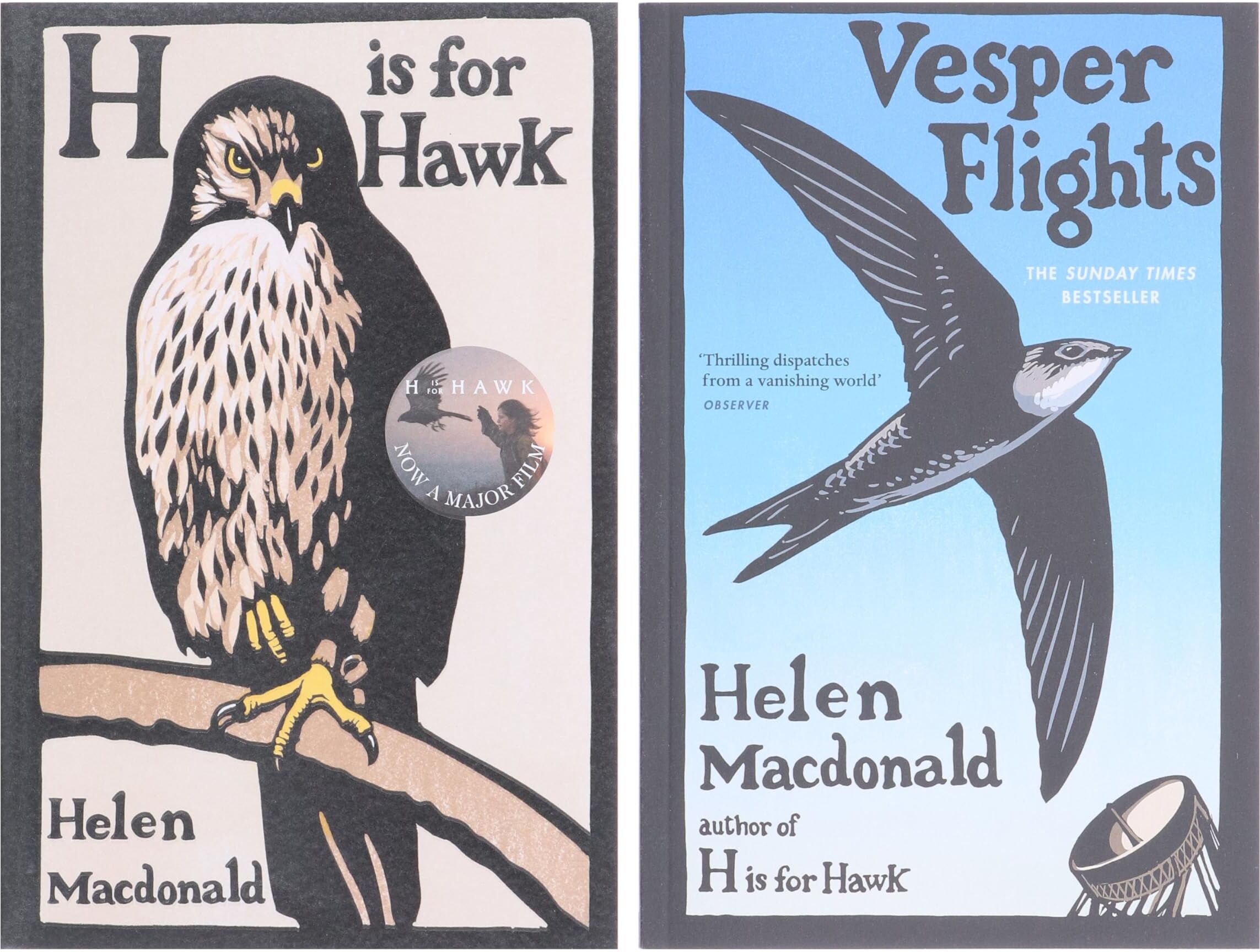 Vintage H is for Hawk and Vesper Flights 2 Books Collection Set by Helen Macdonald
