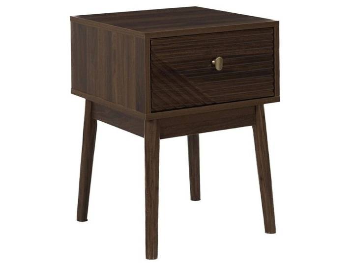Table de chevet marron 1 tiroir avec poignée dorée