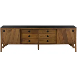 Sideboard Mango 200x45x65 braun geölt / dunkler Granit LOS ANGELES #113