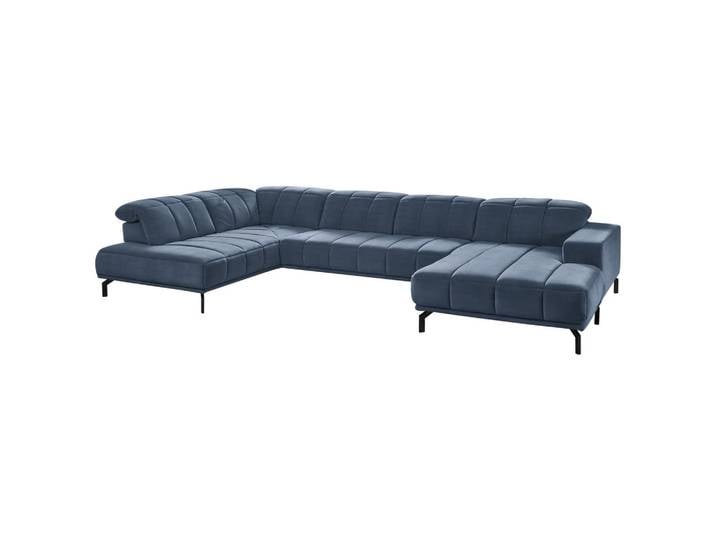Beldomo Style Wohnlandschaft, Blau, Metall, 5-Sitzer, U-Form, 383x219 cm, Goldenes M, Typenauswahl, Fußauswahl, Stoffauswahl, seitenverkehrt erhältlich, Hocker erhältlich, Wohnzimmer, Sofas & Couches, Wohnlandschaften, Wohnlandschaft U-Form