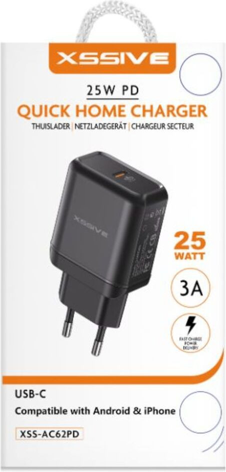 COFI 25W PD Snellader Type-C Netadapter 3A Zwart voor Android en iPhone