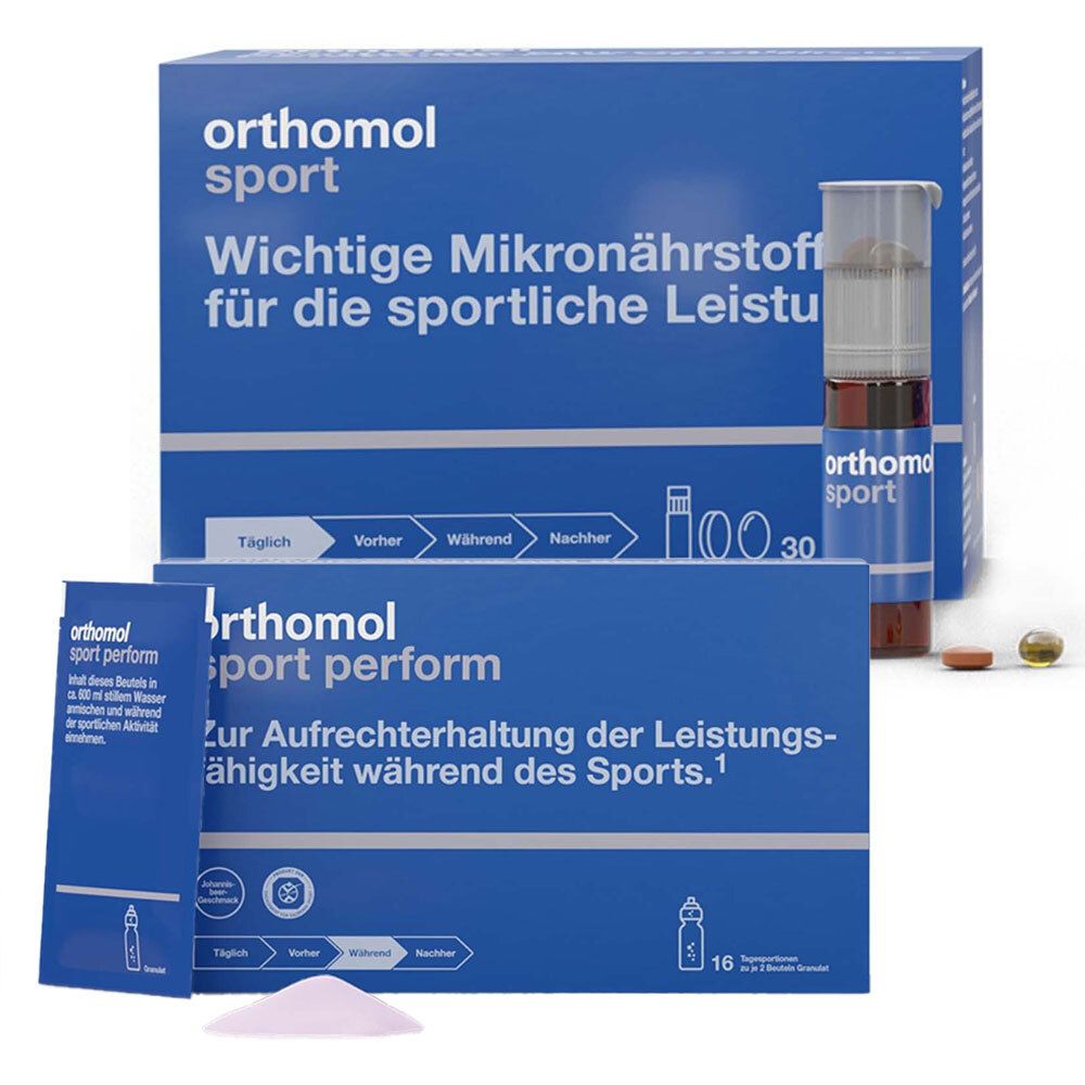 Orthomol Sport Trinkfläschchen/Tabl./Kaps.Kombip.ORTHOMOL perform Granulat 1 St Set