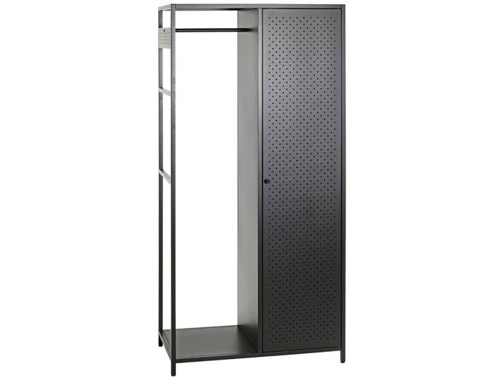 Garderobe, Schwarz, Metall, 80x170x45 cm, Garderobe, Garderoben-Sets & Garderoben-Serien, Garderoben-Sets