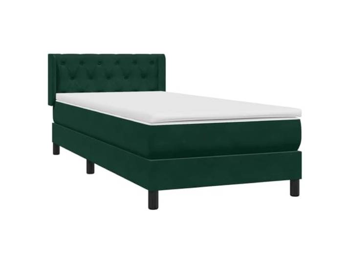 ZQQLVOO Boxspringbett mit Matratze Dunkelgrün 80x220 cm Samt Samtbezug, Taschenfederkernmatratze, verstellbares Kopfteil, Lattenrost inklusive, abnehmbarer Bezug