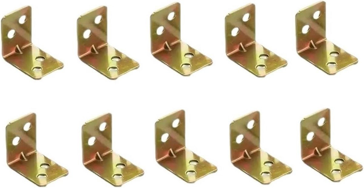 Set van 10 universele L-vormige hoekbeugels voor het verstevigen van meubels, 10x10mm