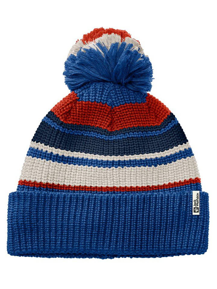 Jack Wolfskin Mütze in Blau/ Creme/ Rot - onesize
