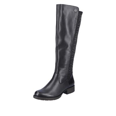 Stiefel RIEKER, Damen, Gr. 37, Normalschaft, schwarz, Elastischer Einsatz, Glattleder, Schuhe Stiefel, Langschaftstiefel mit Stretch am Schaft, Blockabsatz