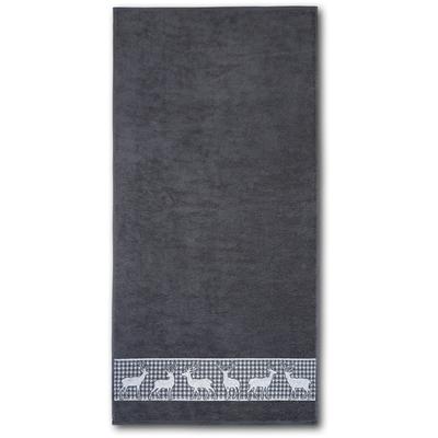 Handtuch DYCKHOFF "Hirschparade", grau (graphit), B:50cm L:100cm, Frottier, Frottier, Handtücher, Made in Germany