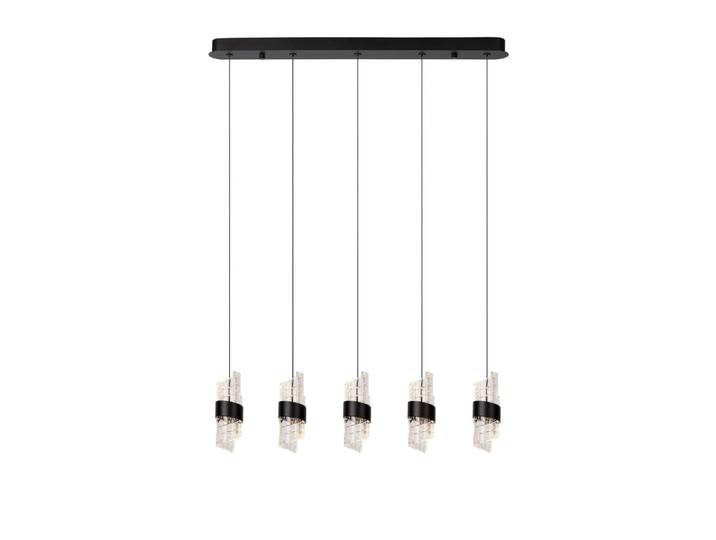 Suspension acrylique 5 lumières noire 84 cm