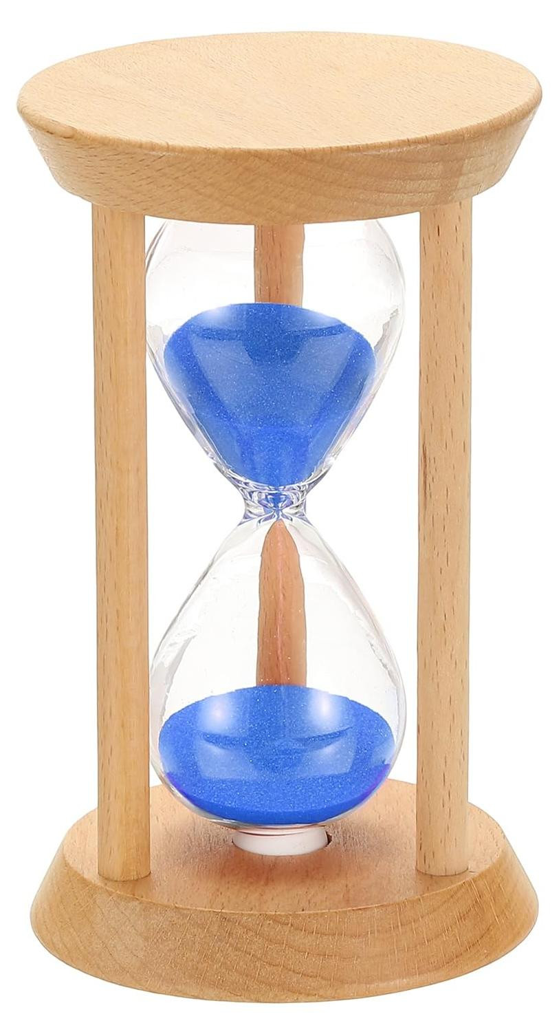 Dripio Zandloper Blauw - 20 minuten - Houten en glazen timer voor decoratie