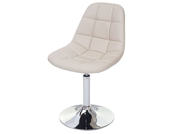 CHEFGASTRO 2er-Set Esszimmerstuhl HxBxT 84x47x50cm Sitzhöhe 46cm Chrom Kunstleder Creme Stuhl Drehstuhl