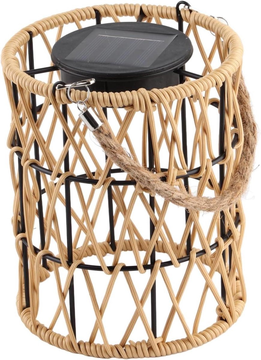 Merkloze LED Zonne Lantaarn met Rotan Design voor Tuin, Balkon of Terras