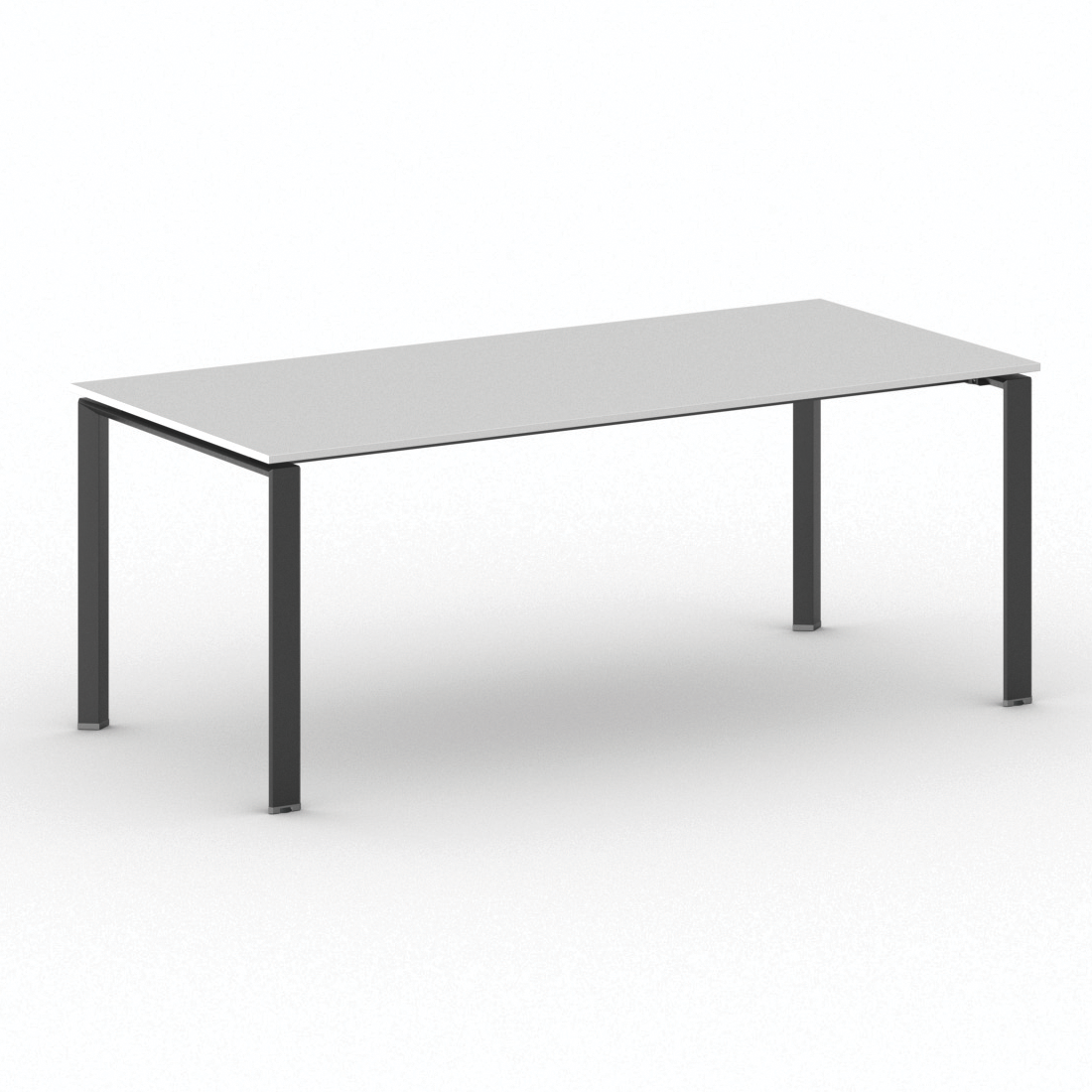 B2B Partner Konferenztisch PRIMO INFINITY 200x90 cm, schwarzes Metallgestell, weiß