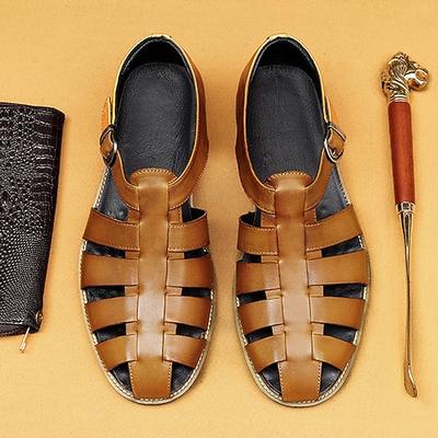 klassische Fischersandalen aus braunem Leder für Herren – vielseitiges Sommerschuhwerk für lässige Ausflüge