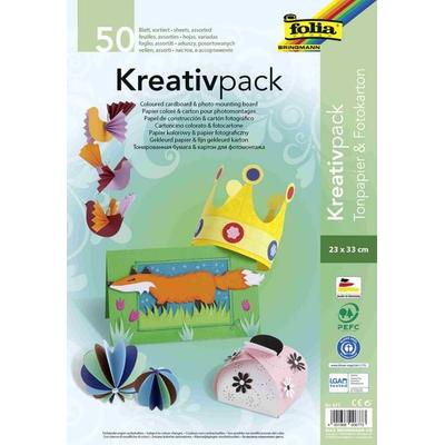 Folia Kreativpack Tonpapier/Fotokarton, 23x33cm, 50 Blatt, sortiert