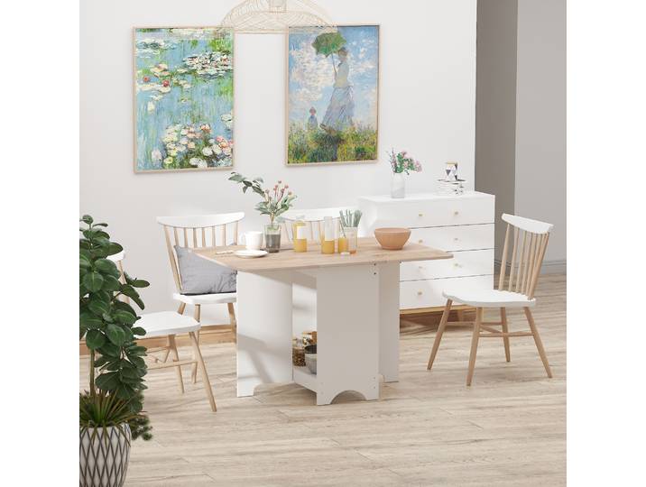 HOMCOM Table Console Pliante Bois Blanc Gain de Place 118x80x72cm