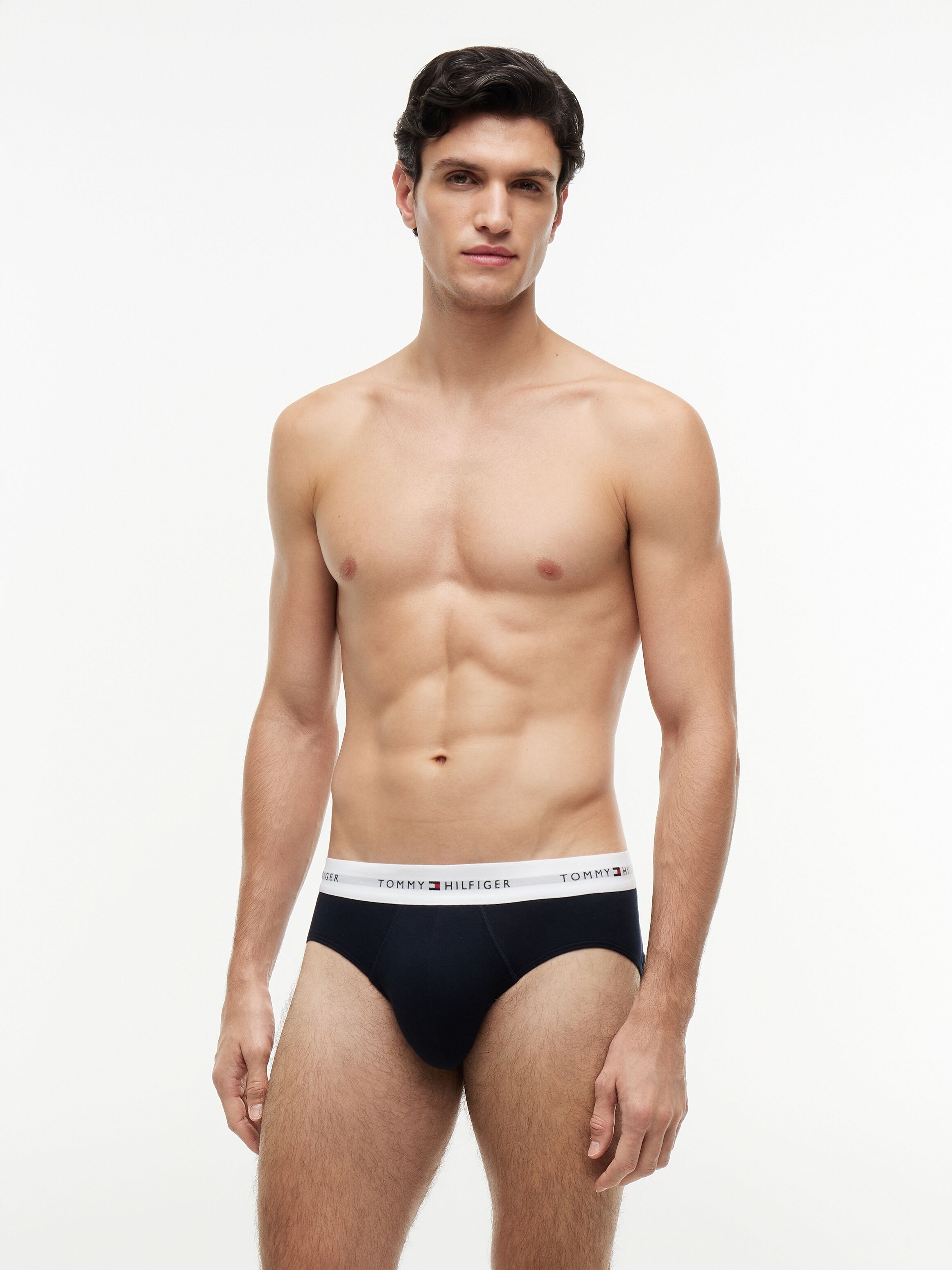 Slip "3P BRIEF DTM", Herren, Gr. XL (54), 3 Stk., Jersey, primary rot, weiß, desert sky, Jersey, Obermaterial: 95% Baumwolle, 5% Elasthan, TOMMY HILFIGER UNDERWEAR, körpernah, Unterhosen Slip, mit Logo-Elastikbund primary rot, weiß, desert sky XL (54), 3 