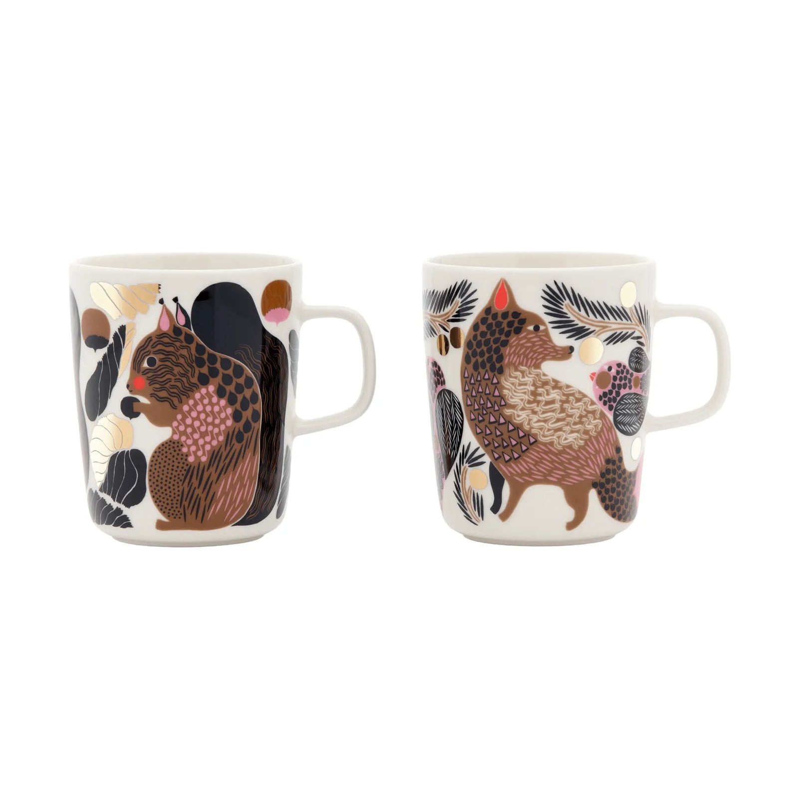 Marimekko Kurre Ketunmarja mokkabeker Wit-multicolor-goud, 25 cl, 2-pack