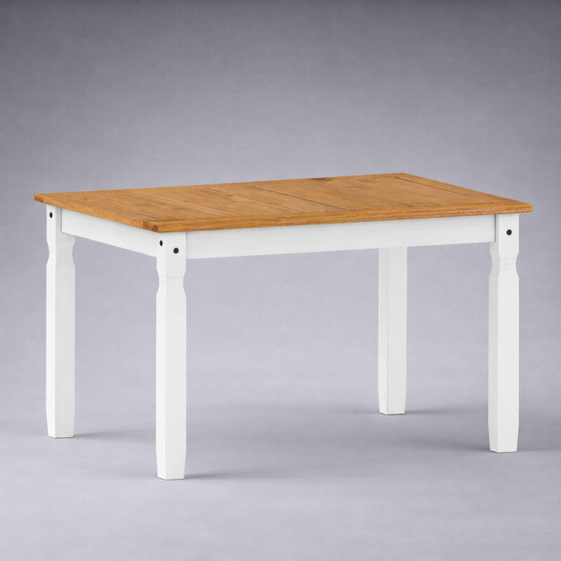 Lily Manor Pine Rectangular Wood Top Dining Table with Wood Base White