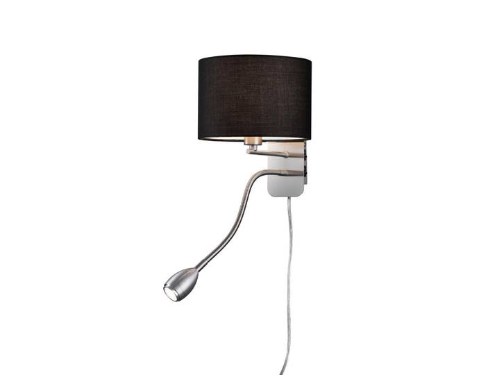Trio Leuchten Wandleuchte, Schwarz, Nickelfarben, Metall, Textil, 1x1x1 cm, mit Schalter, Lampen & Leuchten, Innenbeleuchtung, Wandlampe, Wandlampen