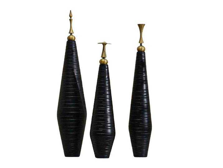 Quality Elegance Speiseteller Modernes Skulpturenset aus Harz & Zinklegierung – 3er Set Dekofiguren