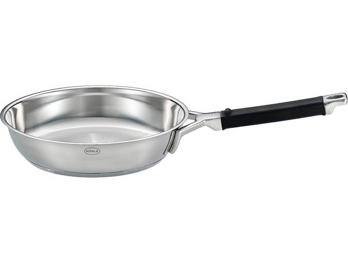 Bratpfanne RÖSLE SILENCE PRO , silber (silberfarben, schwarz), B:25,6cm H:9,5cm L:46,9cm Ø:24cm, Pfannen, Bratpfanne, natürliche Quarzversiegelung ohne PTFE/PFAS, Induktion