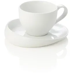 WAS Germany 6x Espressotasse mit Untertasse Set, 70 ml, weiß, Porzellan