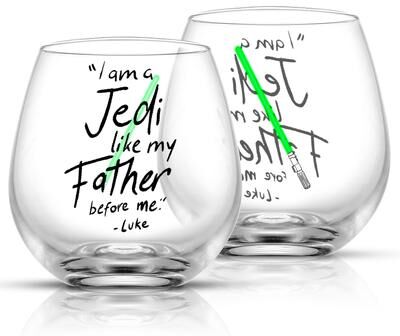JoyJolt Star Wars New Hope Lightsaber Stemless Drinking Glass-15 oz-Set of 2 - 15 oz