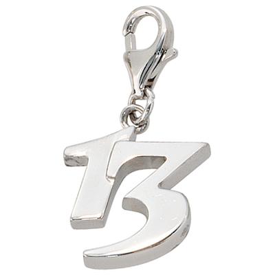 Charm-Einhänger JOBO "Charm Zahl 13", silber (silber 925), Charms, Damen, Silber 925 (Sterlingsilber), 925 Silber rhodiniert
