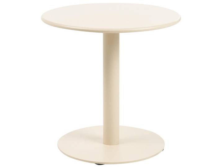 Beliani Outdoor-Couchtisch 50 cm 50 cm Metall Beige Vittuone, Rund, 50x50x50 cm, Gartenmöbel, Gartentische, Garten-Beistelltische