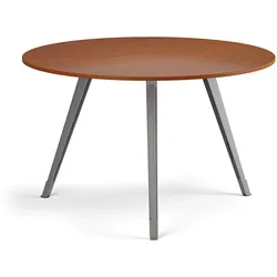 Couchtisch PRIMO ZEN, Durchmesser 120 cm, graues Metallgestell, Kirschbaum