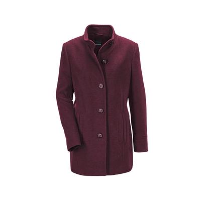 Wolljacke GOLDNER "Eleganter Wintermantel mit Stehkragen", Damen, Gr. 42, lila (pflaume), Obermaterial: 60% Wolle WO. 25% Polyester PES. 10% Polyamid PA. 5% sonstige Fasern AF., weit Sonstiges, Jacken, Vielseitig zu kombinieren