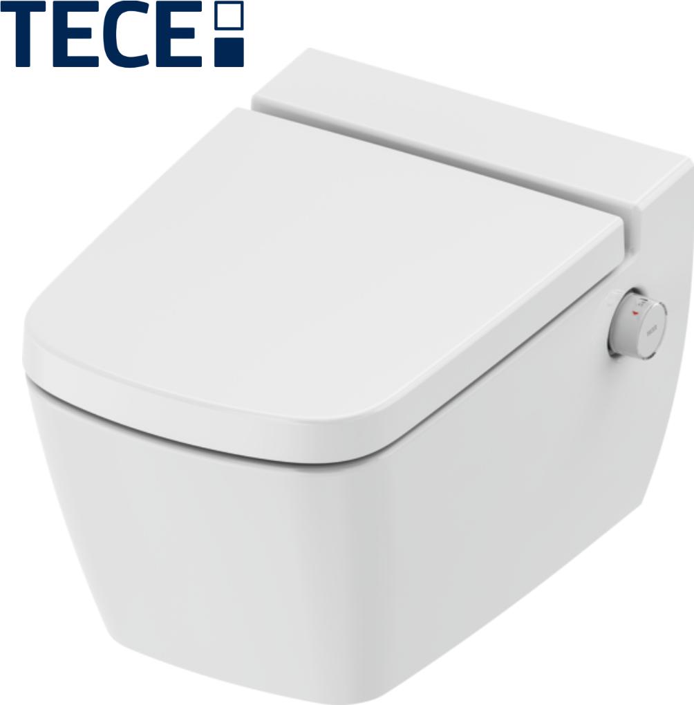 TECE One Wand-Dusch-WC spülrandlos mit Bidetfunktion Warm- und Kaltwasser WC-Sitz mit Absenkautomatik, weiß